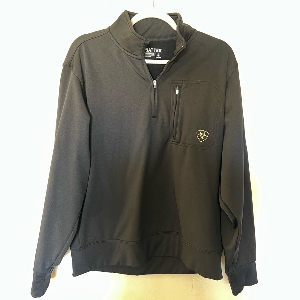 Ariat Black Quarter-Zip Pullover with Logo